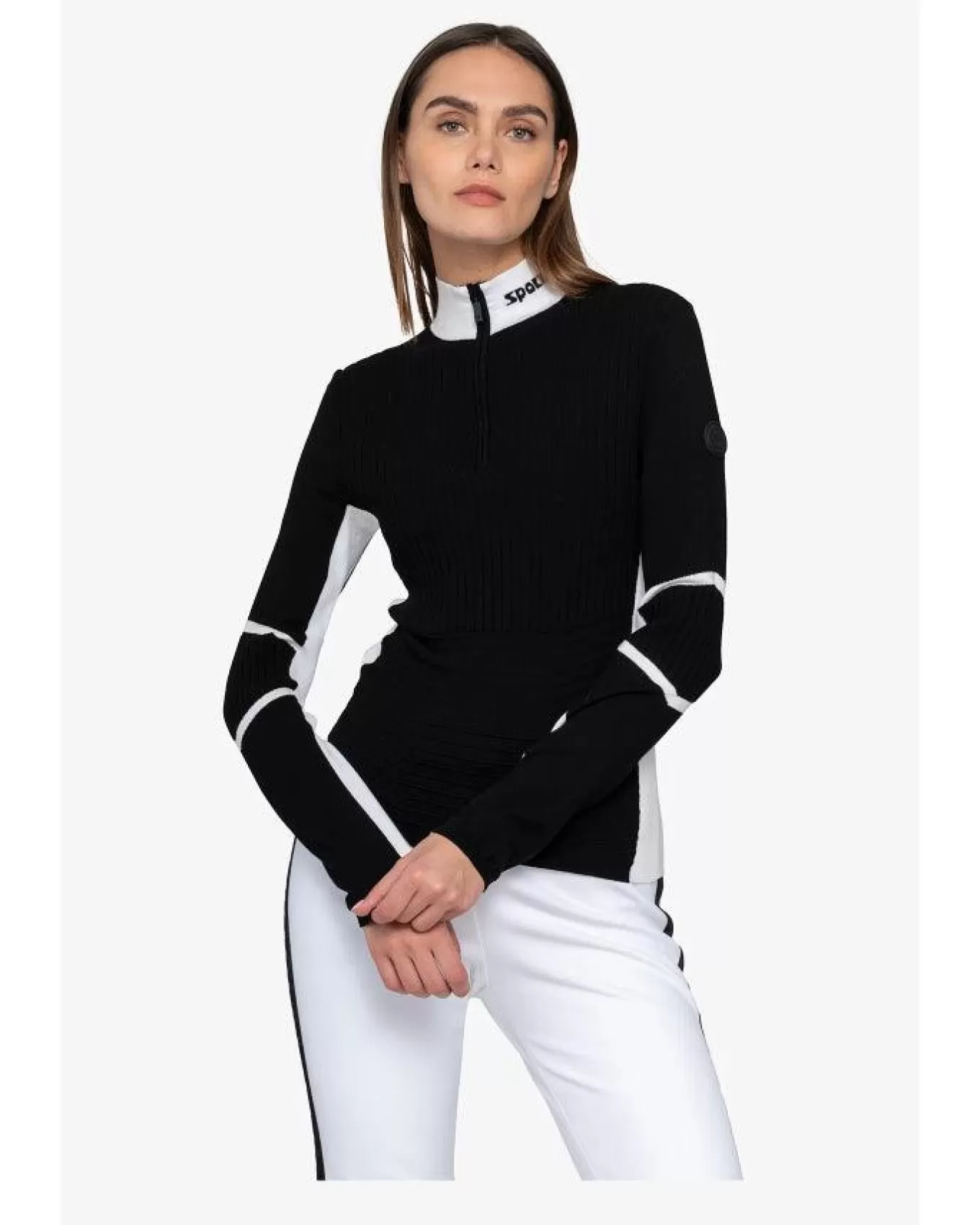 Rib Knit Stand Collar Sweater With Contrast Details<Sportalm Clearance
