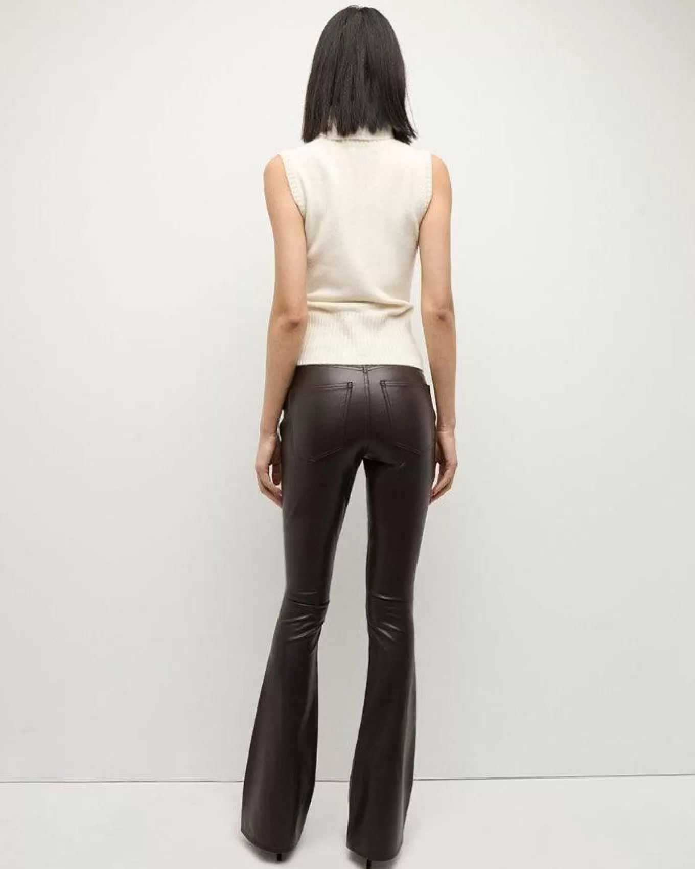 Beverly Dark Chocolate Vegan Leather Skinny Flare Pant<Veronica Beard Best Sale