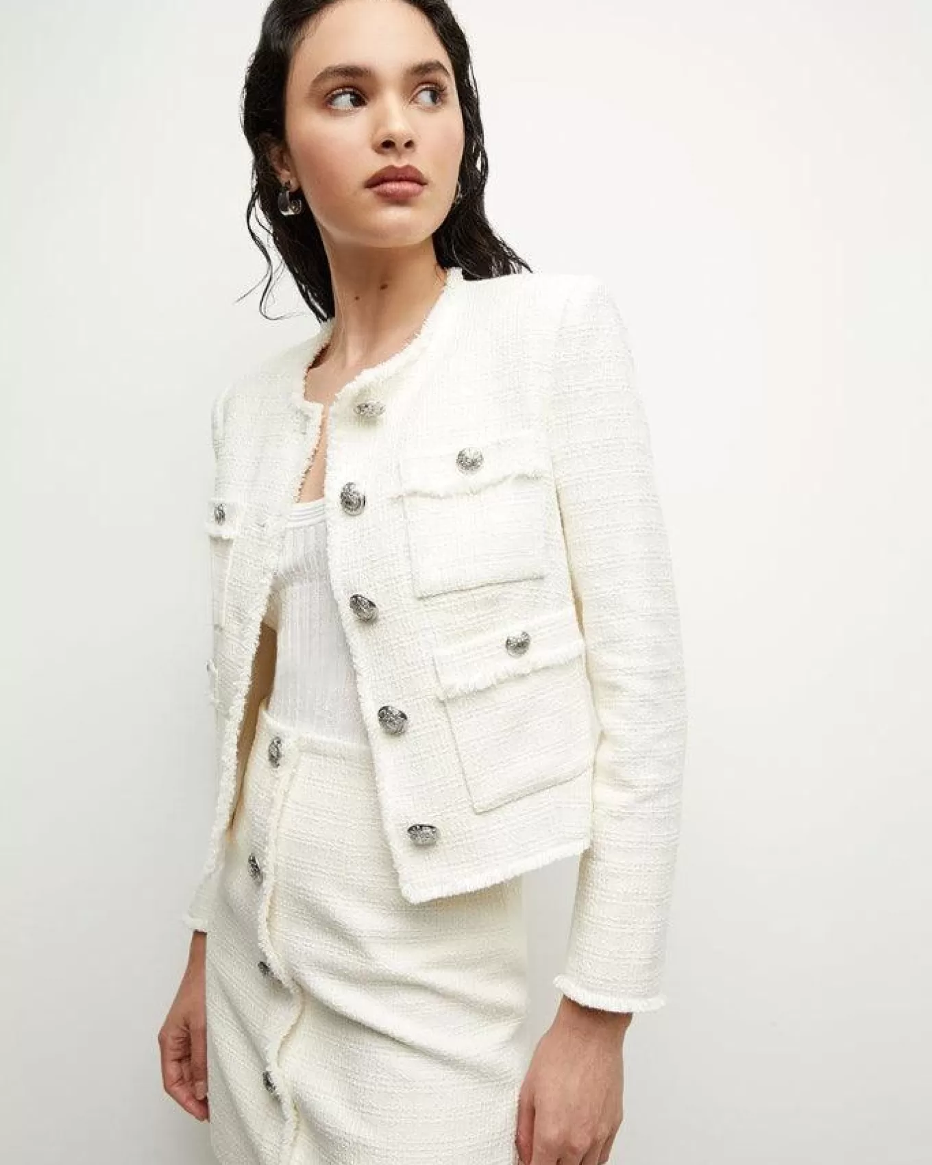 Olbia White Tweed Jacket<Veronica Beard Online